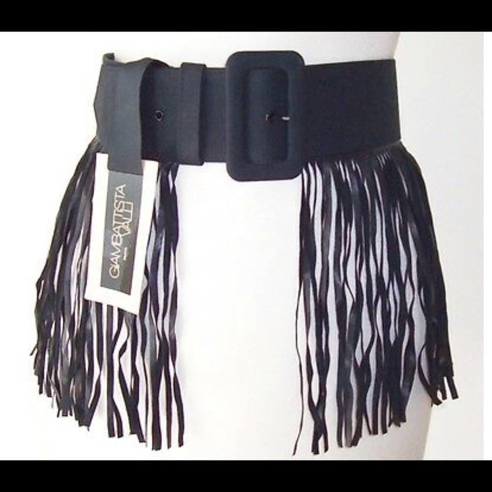 Giambattista Valli leather linen fringe belt